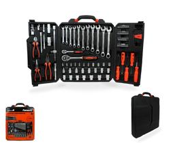 Jogo de Ferramentas Famastil 110 Peças com Catraca Reversível, Alicate Universal, Soquetes de Meia e Um Quarto de Polegada e Estojo Organizador