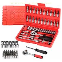 Jogo De Ferramentas Multiuso Soquetes 46 Peças Com Maleta