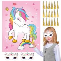 Jogo de festa NEBURORA Pin The Horn on The Unicorn com 30 chifres