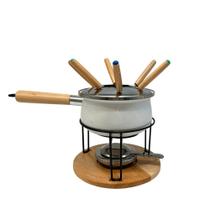 Jogo de Fondue com Cabo e Base de Madeira 11 Peças