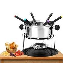 Jogo De Fondue De Inox Com 6 Garfos/Suporte / Prato/Fogareiro 410ml Jogo De Fondue De Inox Com 6 Garfos/Suporte / Prato/Fogareiro 410ml