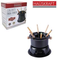 Jogo de fondue de metal preto com 6 garfos hauskraft 2l Jogo de fondue de metal preto com 6 garfos hauskraft 2l