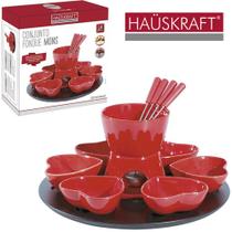 Jogo De Fondue De Porcelana Mons 4 Garfos / Panela / Suporte / Vela Hauskraft 300/100ml