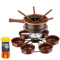 Jogo de Fondue Giratório Carroussel 16pçs Chocolate E Refil Pastilhas de Álcool Forma