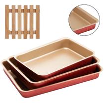 Jogo De Forma 03 Peças Antiaderentes + Descanso De Panela Jogo De Forma 03 Peças Antiaderentes + Descanso De Panela