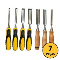 Jogo De Formão Goivas 7 Peças Profissional para Entalhar Esculpir Madeira