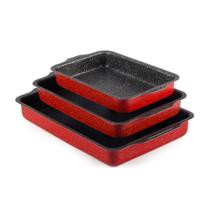 Jogo De Formas Assadeiras Retangular Antiaderente 3 Peças Vermelho Nacional