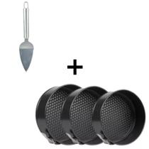 Jogo de Formas Fundo Removível + Espátula de Cortar Bolo Jogo de Formas Fundo Removível + Espátula de Cortar Bolo