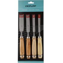 Jogo de Formões Cabo de Madeira 3/8""-1"" 4 Peças - 2GC - EXCELLENT