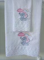 Jogo De Fralda Bordada 2 Peças