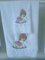 Jogo De Fralda Bordada 2 Peças