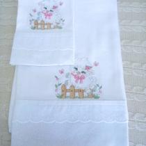 Jogo De Fralda Bordada 2 Peças