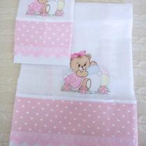 Jogo De Fralda Bordada 2 Peças