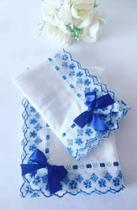 Jogo de Fralda com bordado inglês Azul Marinho