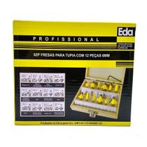 Jogo De Fresas Para Tupia 6mm para Madeira 12 Peças Profissional - EDA Jogo De Fresas Para Tupia 6mm para Madeira 12 Peças Profissional - EDA