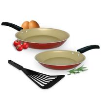 Jogo De Frigideira Francesa Antiaderente Com Tampa 3 Peças Jogo De Frigideira Francesa Antiaderente Com Tampa 3 Peças