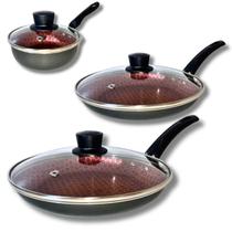 Jogo De Frigideira Rotoprint Antiaderente Com Tampa 3 Peças