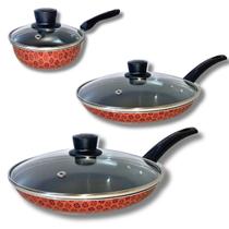 Jogo De Frigideira Rotoprint Antiaderente Com Tampa 3 Peças