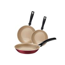 Jogo de Frigideiras 03 Peças Turim Em Alumínio C/ Revestimento Antiaderente Vermelho Tramontina Jogo de Frigideiras 03 Peças Turim Em Alumínio C/ Revestimento Antiaderente Vermelho Tramontina