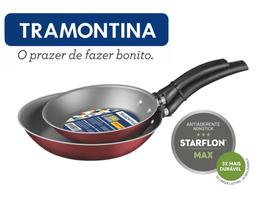 Jogo de Frigideiras 16 e 20cm Antiaderente Tramontina Vermelha 20198/764 Jogo de Frigideiras 16 e 20cm Antiaderente Tramontina Vermelha 20198/764