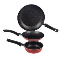 Jogo De frigideiras 3 peças 14 16 20cm Vermelho Nacional Jogo De frigideiras 3 peças 14 16 20cm Vermelho Nacional