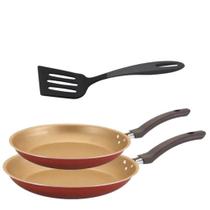 Jogo de Frigideiras 3 Peças Antiaderente Francesa 24cm/18cm com Espátula Excelente Qualidade Prol-lar