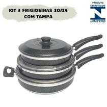 Jogo De Frigideiras 3 Peças Craqueada Com Tampa N 20/22/24 Oferta