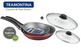 Jogo de Frigideiras Antiaderente 2 Peças Com Tampa 16 e 20cm Tramontina Turim Jogo de Frigideiras Antiaderente 2 Peças Com Tampa 16 e 20cm Tramontina Turim