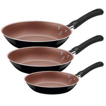 Jogo de Frigideiras Antiaderente Caribe Preta com 3 Peças - 20297009 - TRAMONTINA Jogo de Frigideiras Antiaderente Caribe Preta com 3 Peças - 20297009 - TRAMONTINA