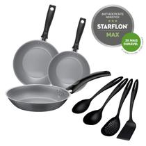 Jogo de Frigideiras com Espátulas Não Risca a Panela 7 peças Tramontina com Revestimento Antiaderente Starflon Max