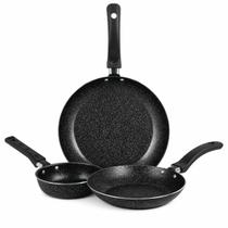 Jogo De Frigideiras Francesas 3 Peças 14 16 20cm Preto Nacional