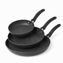 Jogo De Frigideiras Francesas 3 Peças 14 18 24cm Preto Nacional
