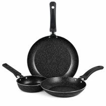 Jogo De Frigideiras Francesas 3 Peças 14 18 24cm Preto Nacional - Alumínio Nacional