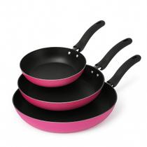 Jogo De Frigideiras Francesas 3 Peças 14 18 24cm Rosa Nacional