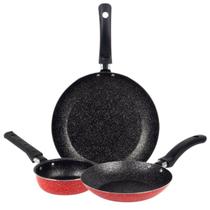 Jogo De Frigideiras Francesas 3 Peças 14 18 24cm Vermelho Nacional - Alumínio Nacional