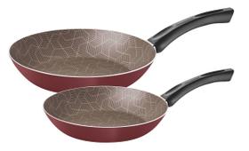Jogo de Frigideiras Paris Texture em Alumínio Antiaderente Vermelho 2 Pç Tramontina