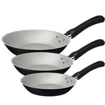 Jogo de Frigideiras Tramontina Antiaderente Starflon Max 3 peças Caribe Preto Cabo Antitermico