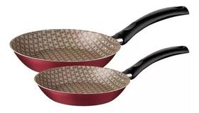 Jogo De Frigideiras Tramontina Antiaderente Vermelho Turim