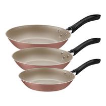 Jogo de Frigideiras Tramontina Linz 3 Peças Alumínio Antiaderente Starflon Mocaccino