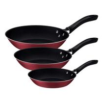 Jogo de Frigideiras Tramontina Linz 3 Peças Alumínio Antiaderente Starflon Vermelho