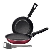 Jogo De Frigideiras Tramontina Loreto 3 Peças Vermelho Antiaderente Starflon Max Jogo De Frigideiras Tramontina Loreto 3 Peças Vermelho Antiaderente Starflon Max