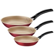 Jogo de Frigideiras Tramontina Turim 3 Peças Vermelho em Alumínio com Rev. Interno e Externo em Antiaderente 20198761