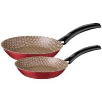 Jogo de Frigideiras Tramontina Turim em Alumínio Antiaderente Vermelho 2 Peças