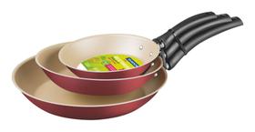 Jogo de Frigideiras Tramontina Turim em Alumínio Antiaderente Vermelho 3 Peças - 16cm/20cm/24cm