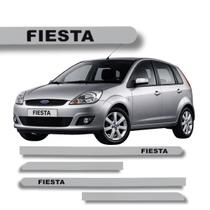 Jogo de Friso Ford Fiesta Rocam Ponta Redonda Grafia Cores Protetor de Porta