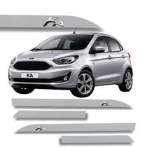 Jogo de Friso Ford Ka Alto Relevo Grafia Cromada Ponta de Faca Cores Protetor de Porta