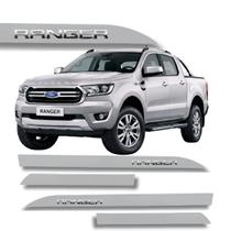 Jogo de Friso Ford Ranger Grafia Cromada Alto Relevo Ponta de Faca Cores Protetor de Porta