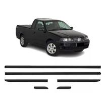 Jogo de Friso Lateral Borrachão Saveiro G3 G4 2000 A 2009 Preto Modelo Fino Top Mix