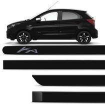 Jogo de Friso Lateral Ford Ka 2014 A 2020 Preto Ebony Cor Original Grafia Dupla Face