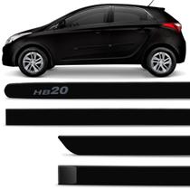 Jogo de Friso Lateral HB20 Hatch 2012 a 2020 Preto Onix com Grafia Tipo Borrachão